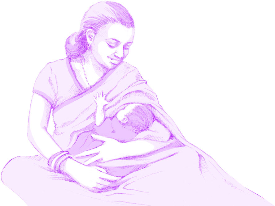 illustration of a mother breastfeeding her baby